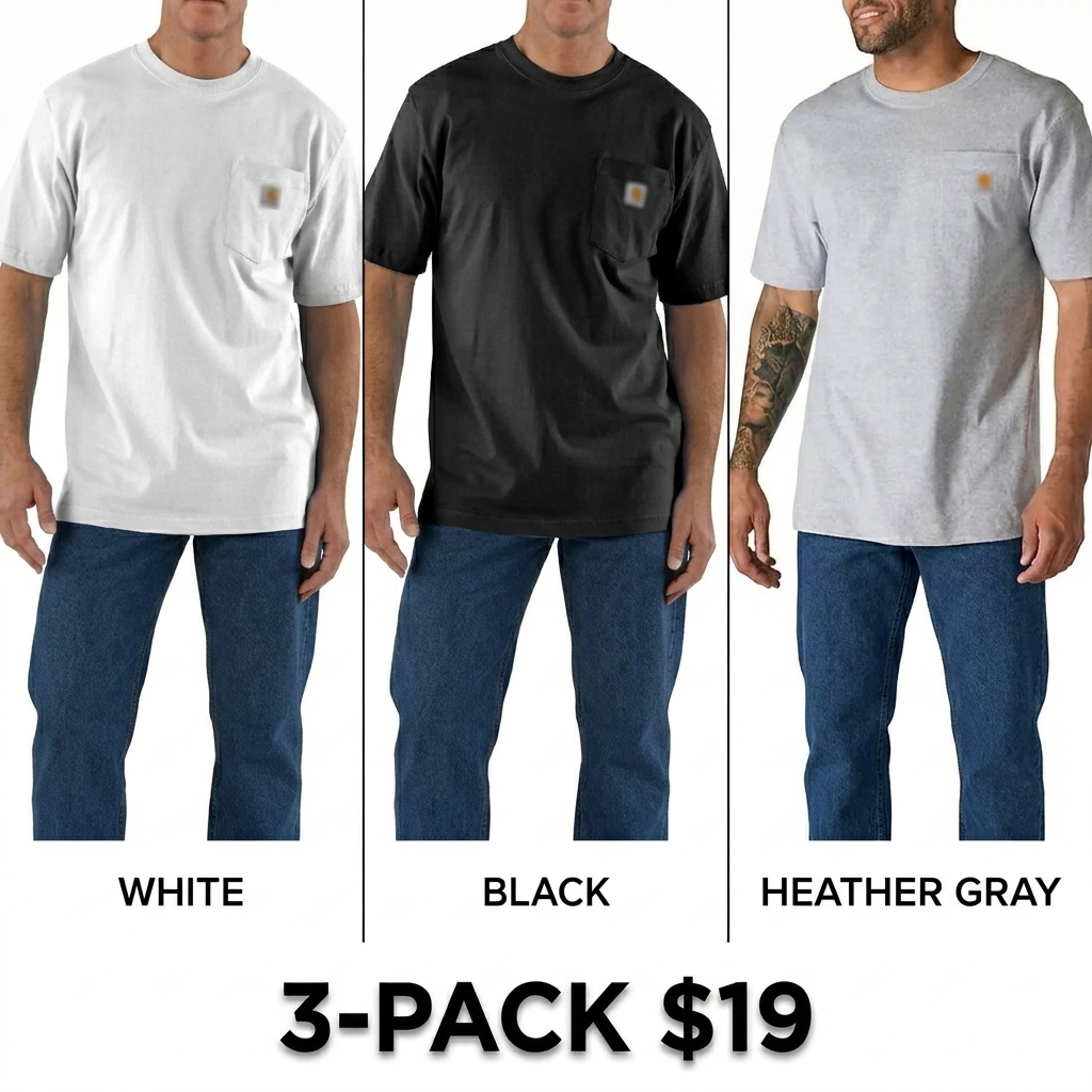 Men's Heavyweight Cotton Pocket T-Shirt – Loose Fit Casual Workwear Tee