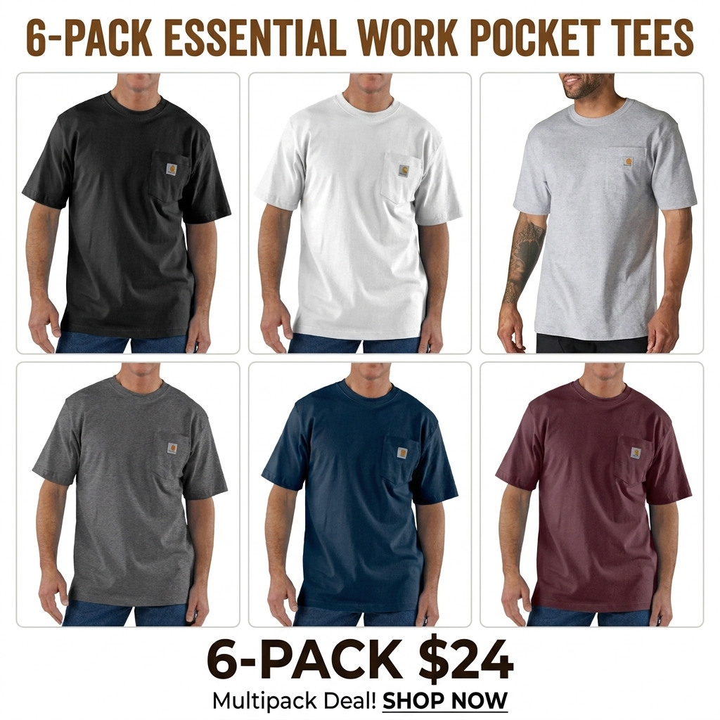 Men's Heavyweight Cotton Pocket T-Shirt – Loose Fit Casual Workwear Tee