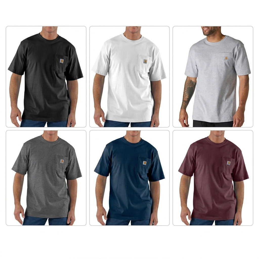 Men's Heavyweight Cotton Pocket T-Shirt – Loose Fit Casual Workwear Tee