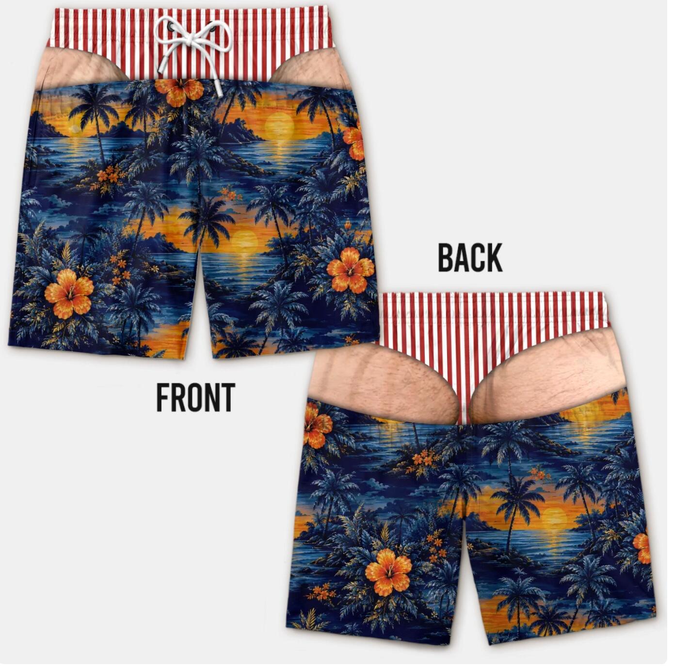 Custom Funny Patriotic Men Swim Trunks - Personalized Birthday Gifts For Husband, Son, Grandson, Brother, Grandpa, Dad, Yourself - Warning Wide Load
