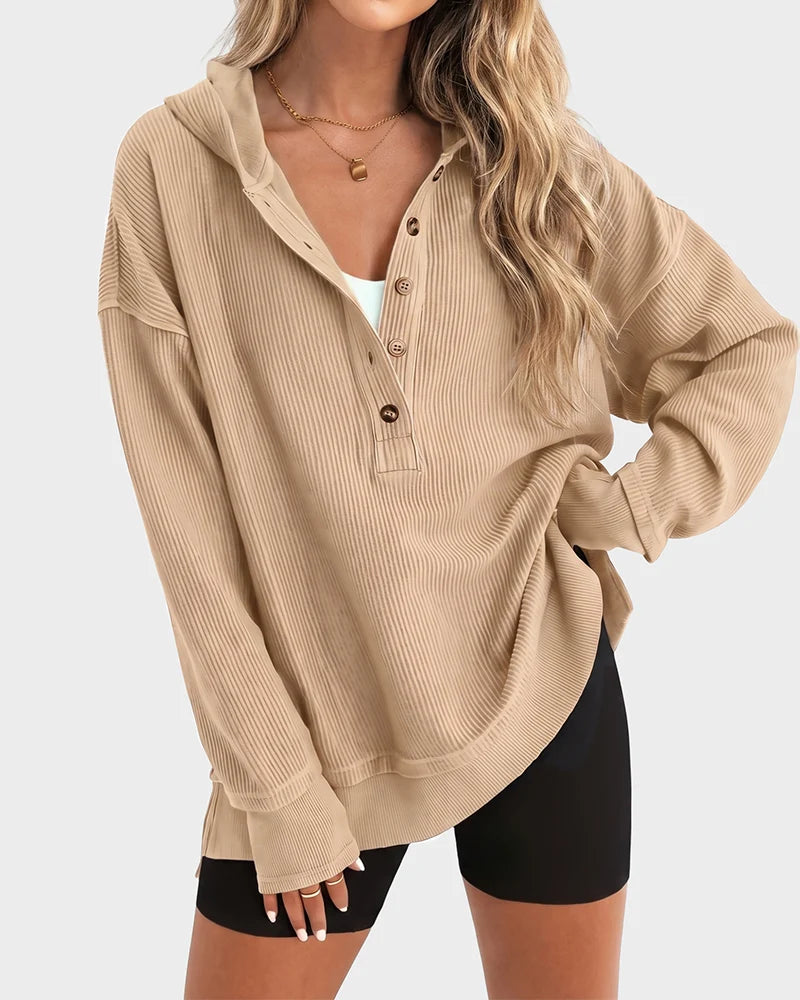 🔥LAST DAY 50% OFF - Oversized Collared Ribbed Sweatshirt