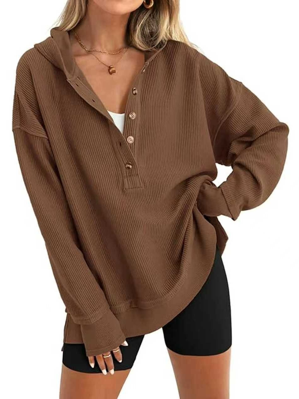 🔥LAST DAY 50% OFF - Oversized Collared Ribbed Sweatshirt