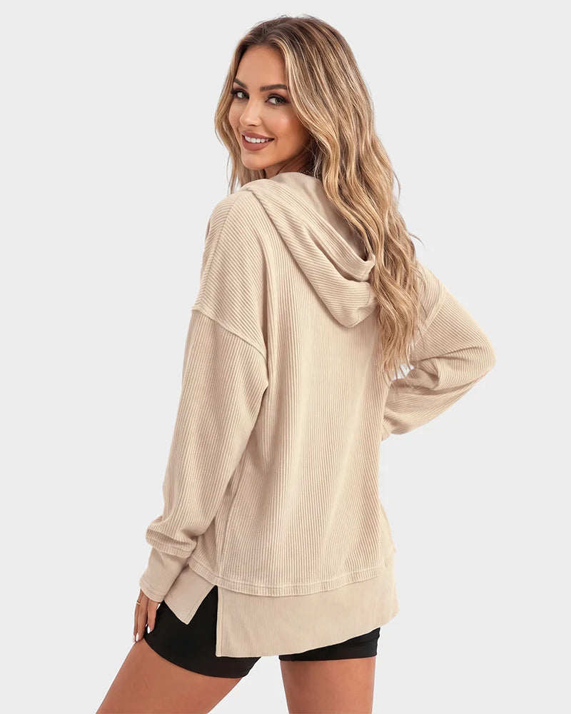 🔥LAST DAY 50% OFF - Oversized Collared Ribbed Sweatshirt