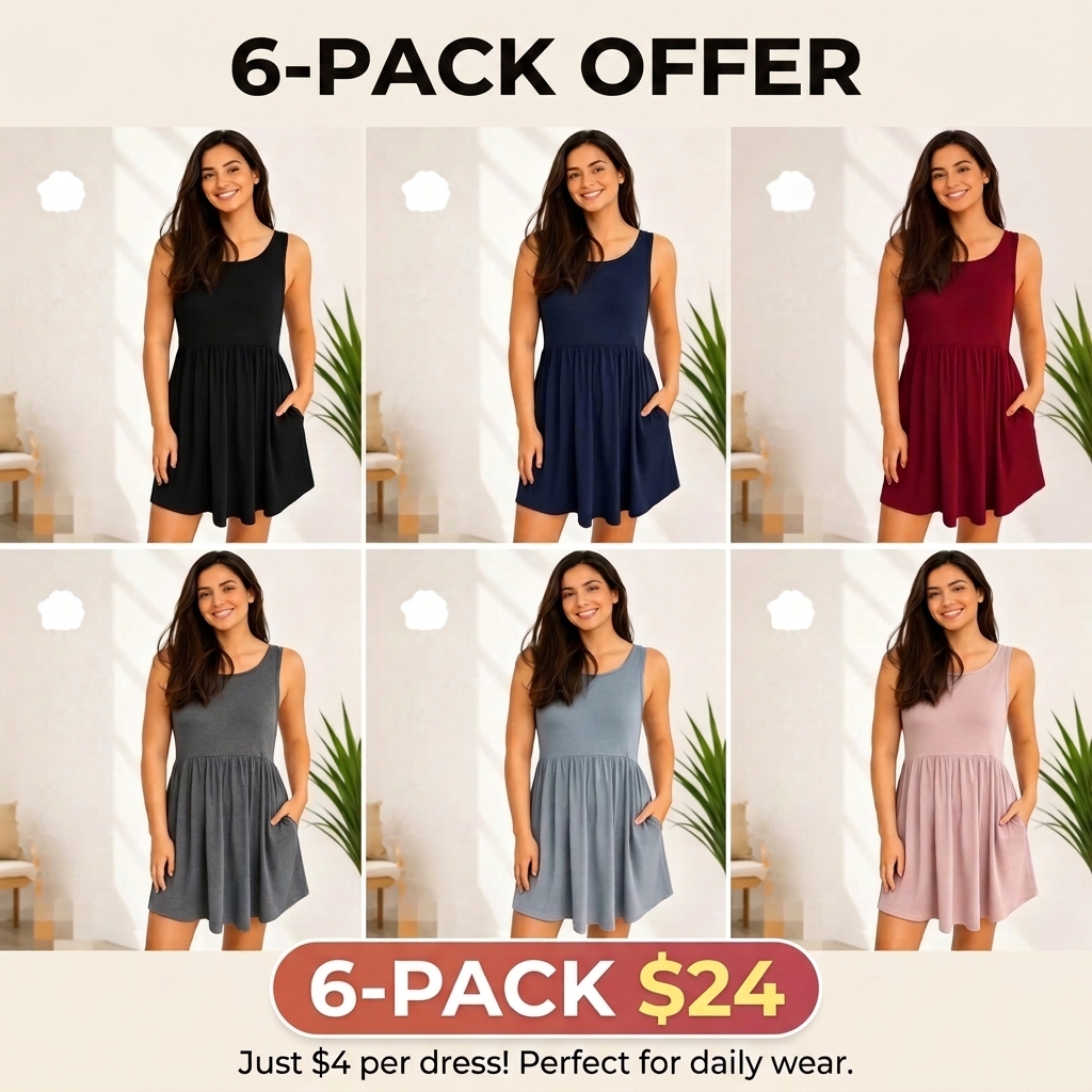 🌸 Women's Sleeveless Swing Dress with Pockets