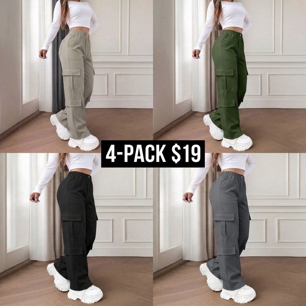 Women’s Cargo Work Pants – Straight Leg Utility Pants 