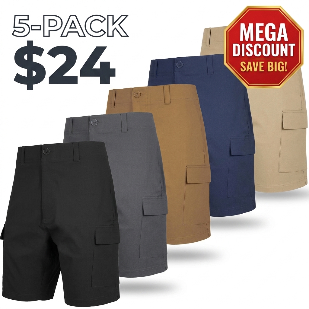 3-Pack Men's Tactical Cargo Shorts – Multi-Pocket Outdoor Hiking Shorts