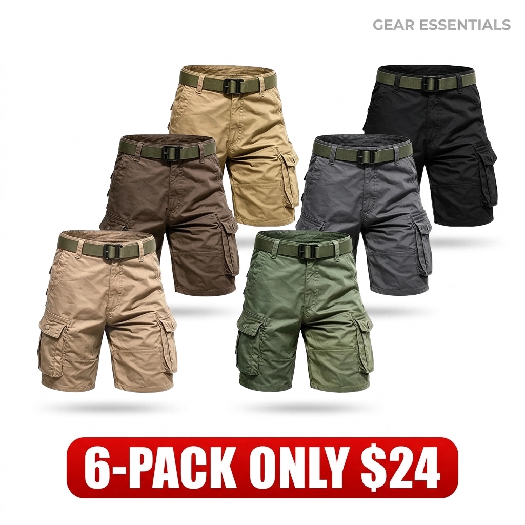 3-Pack Men's Tactical Cargo Shorts – Multi-Pocket Outdoor Hiking Shorts