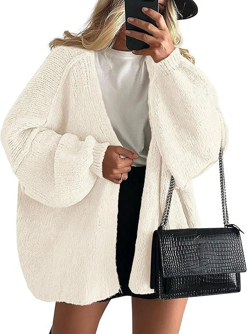 Womens Oversized Cardigan Sweaters Fall Long Lantern Sleeve Knit Open Front Lightweight Sweater