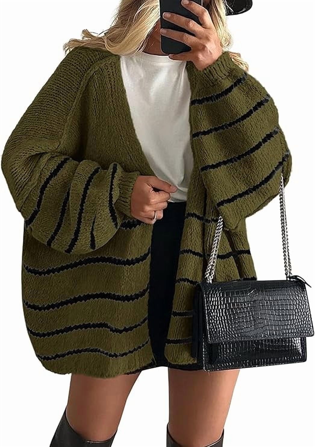 Womens Oversized Cardigan Sweaters Fall Long Lantern Sleeve Knit Open Front Lightweight Sweater