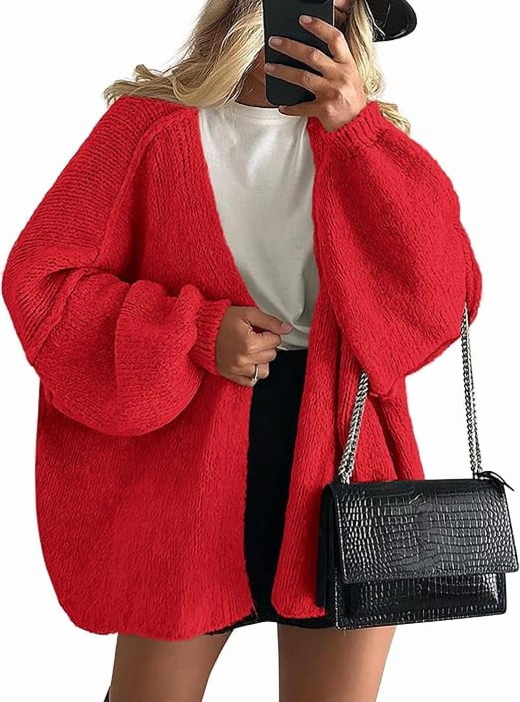 Womens Oversized Cardigan Sweaters Fall Long Lantern Sleeve Knit Open Front Lightweight Sweater