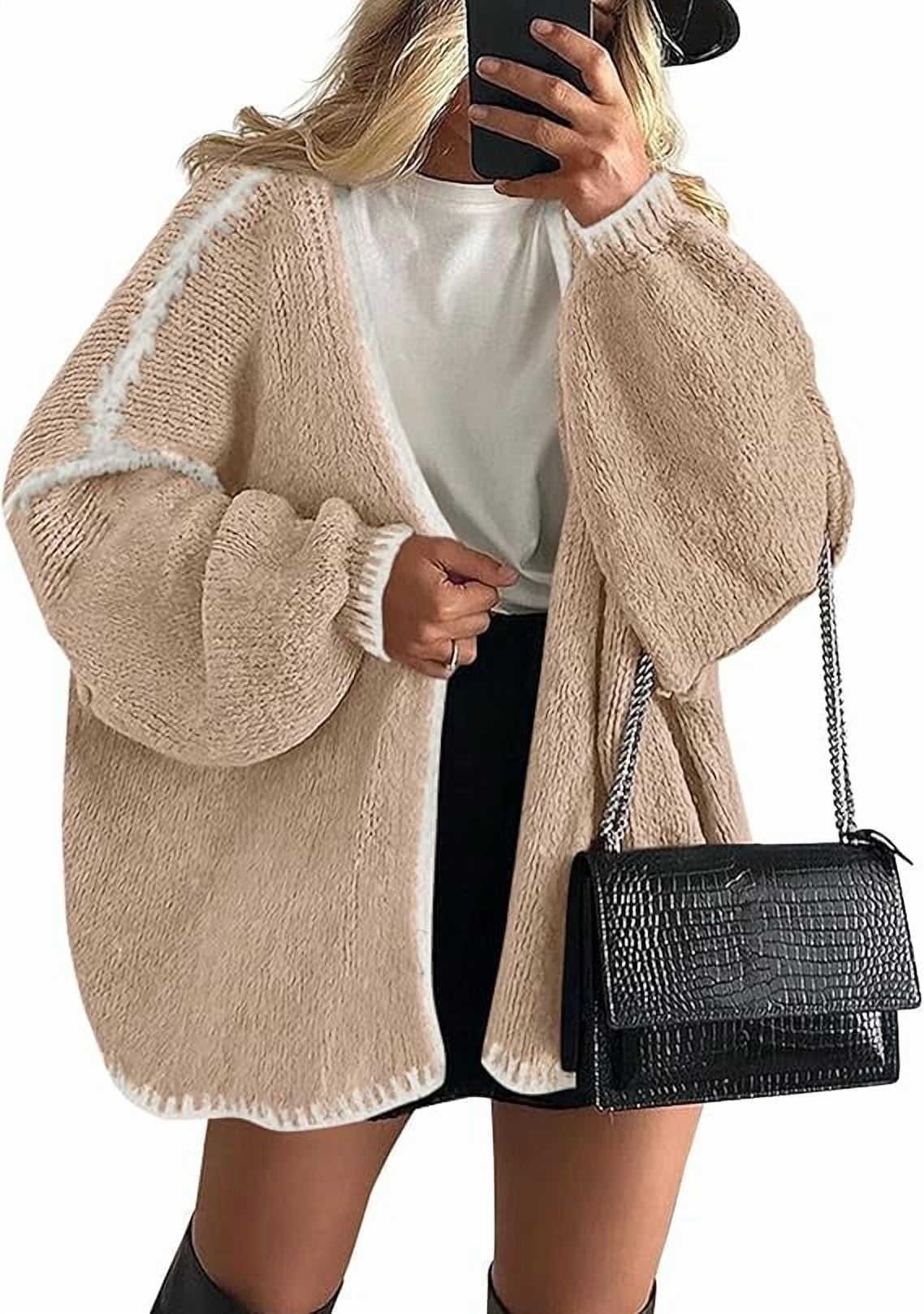 Womens Oversized Cardigan Sweaters Fall Long Lantern Sleeve Knit Open Front Lightweight Sweater