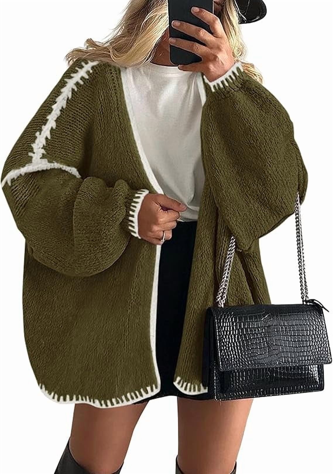 Womens Oversized Cardigan Sweaters Fall Long Lantern Sleeve Knit Open Front Lightweight Sweater