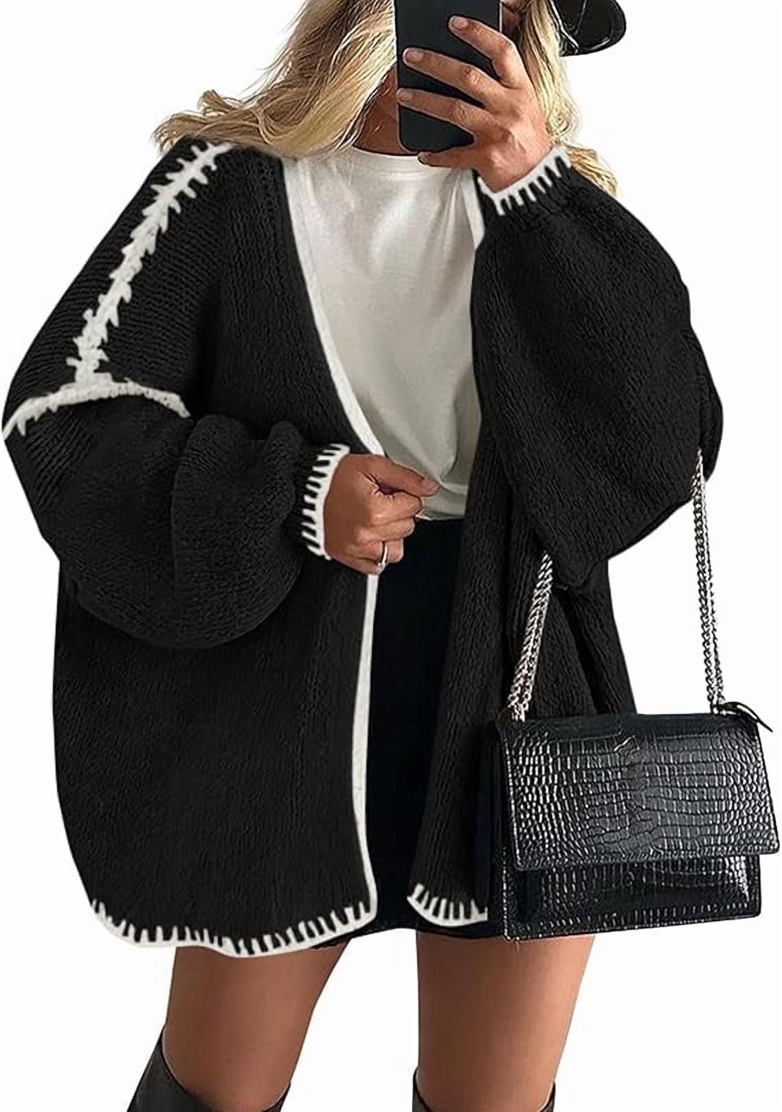 Womens Oversized Cardigan Sweaters Fall Long Lantern Sleeve Knit Open Front Lightweight Sweater