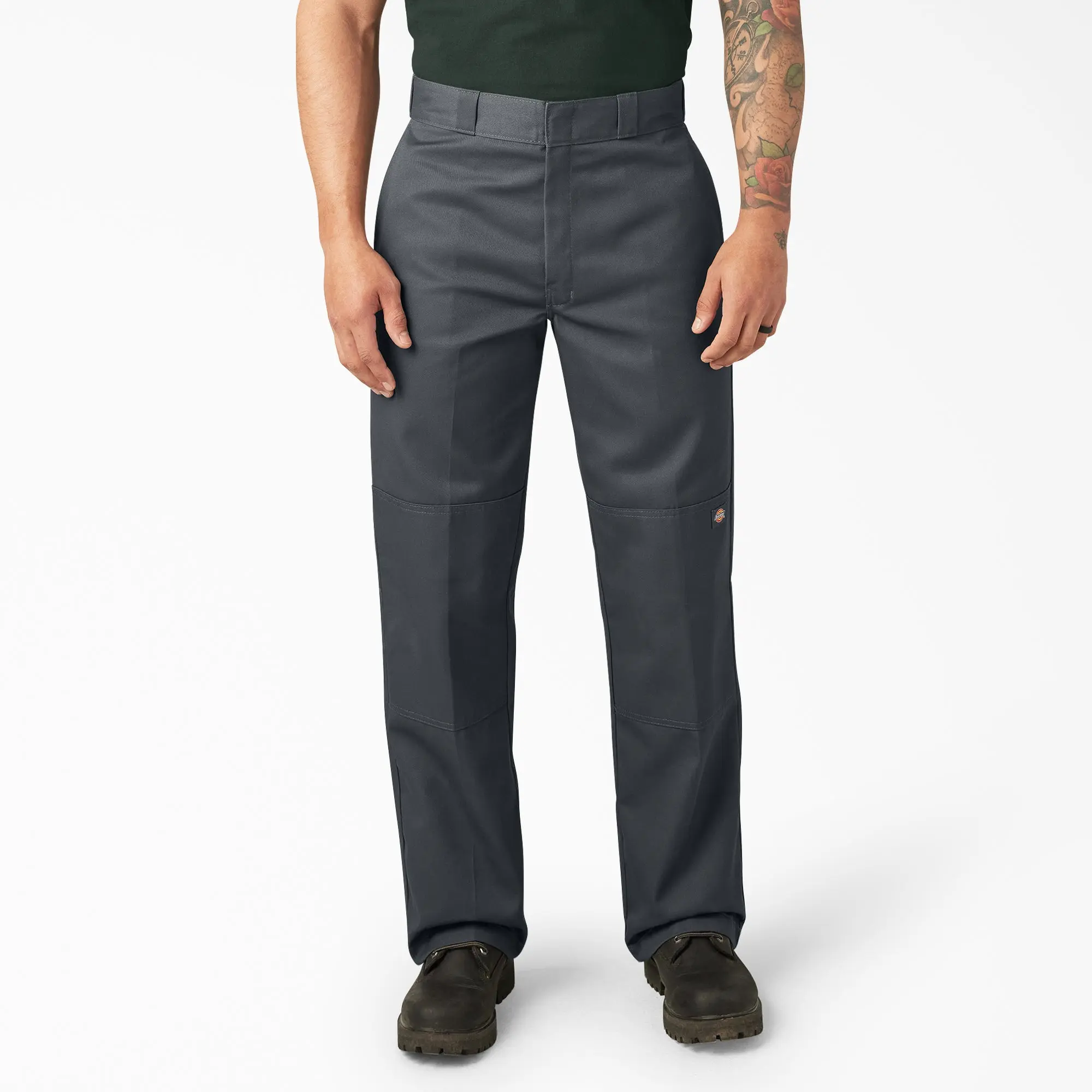 Men's Loose Fit Double Knee Work Pants, Reinforced Knees, Multi-Pocket Utility Fit, Workwear Street Style