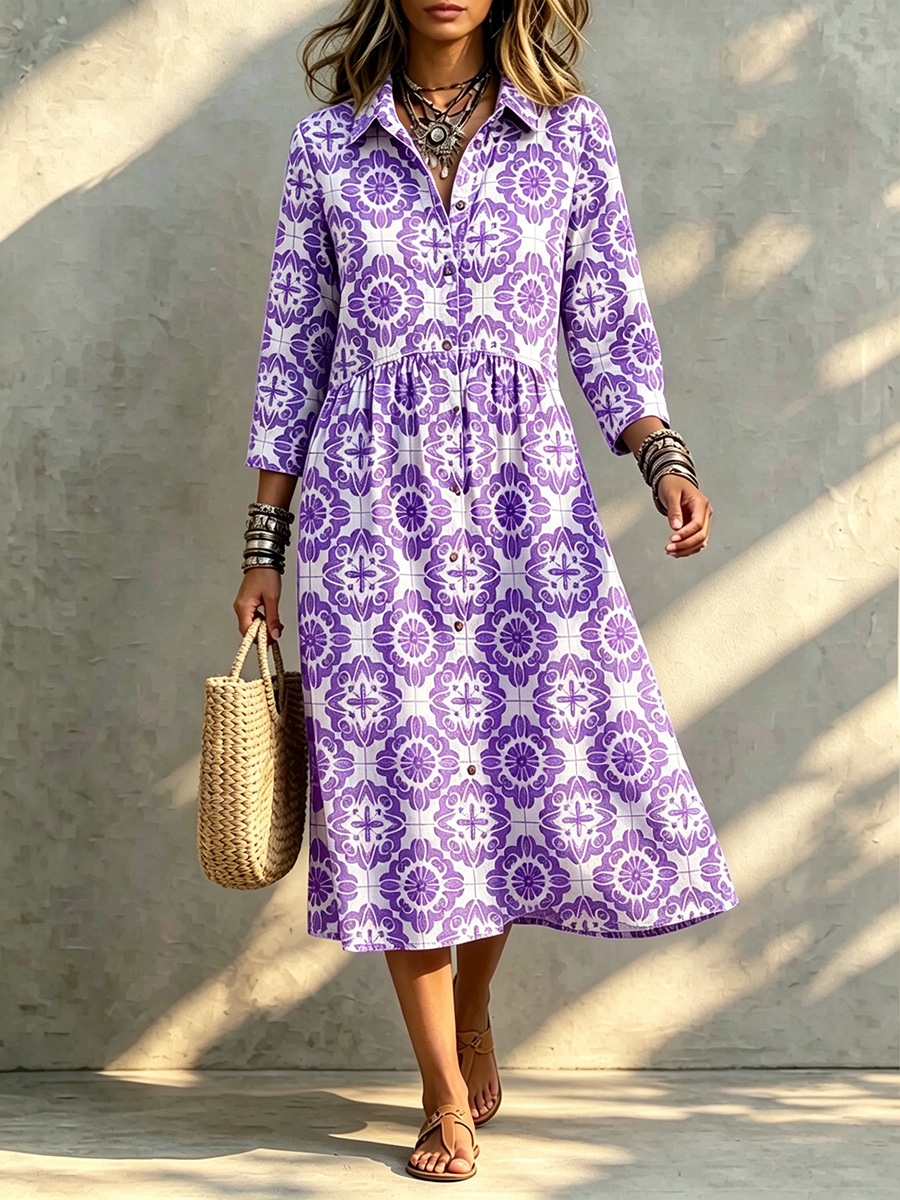 New Arrivals🔥 Santorini Inspired Print Midi Dress