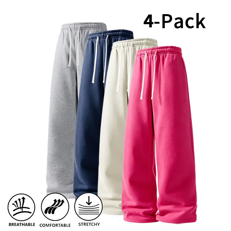 Ultra-Soft Wide-Leg Sweatpants 4-Pack for Men
