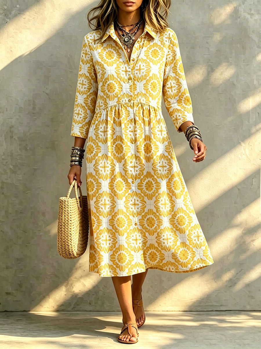 New Arrivals🔥 Santorini Inspired Print Midi Dress