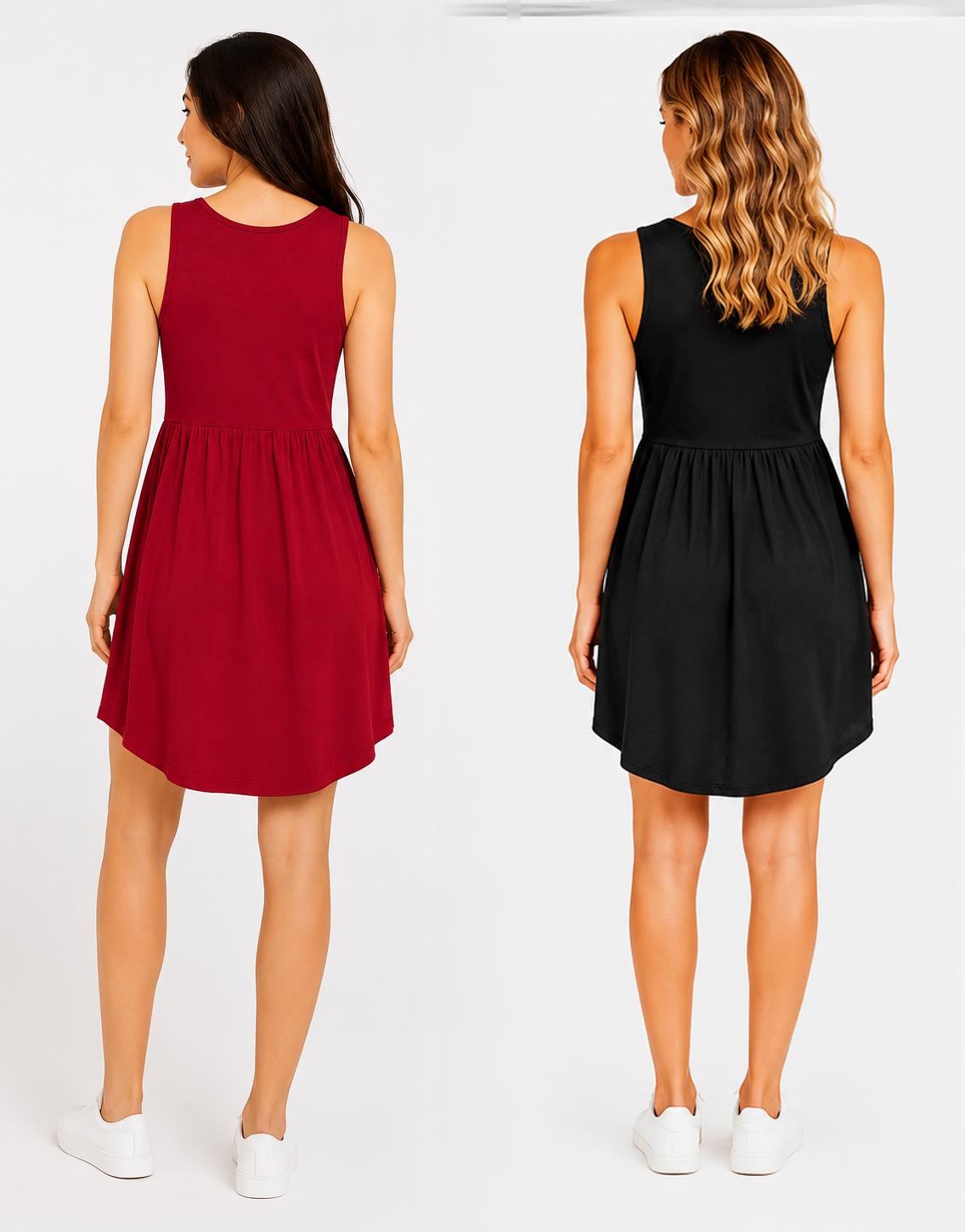3KB Women's Sleeveless Swing Dress with Pockets, Soft Rayon Spandex A Line Casual Mini Tunic Dress