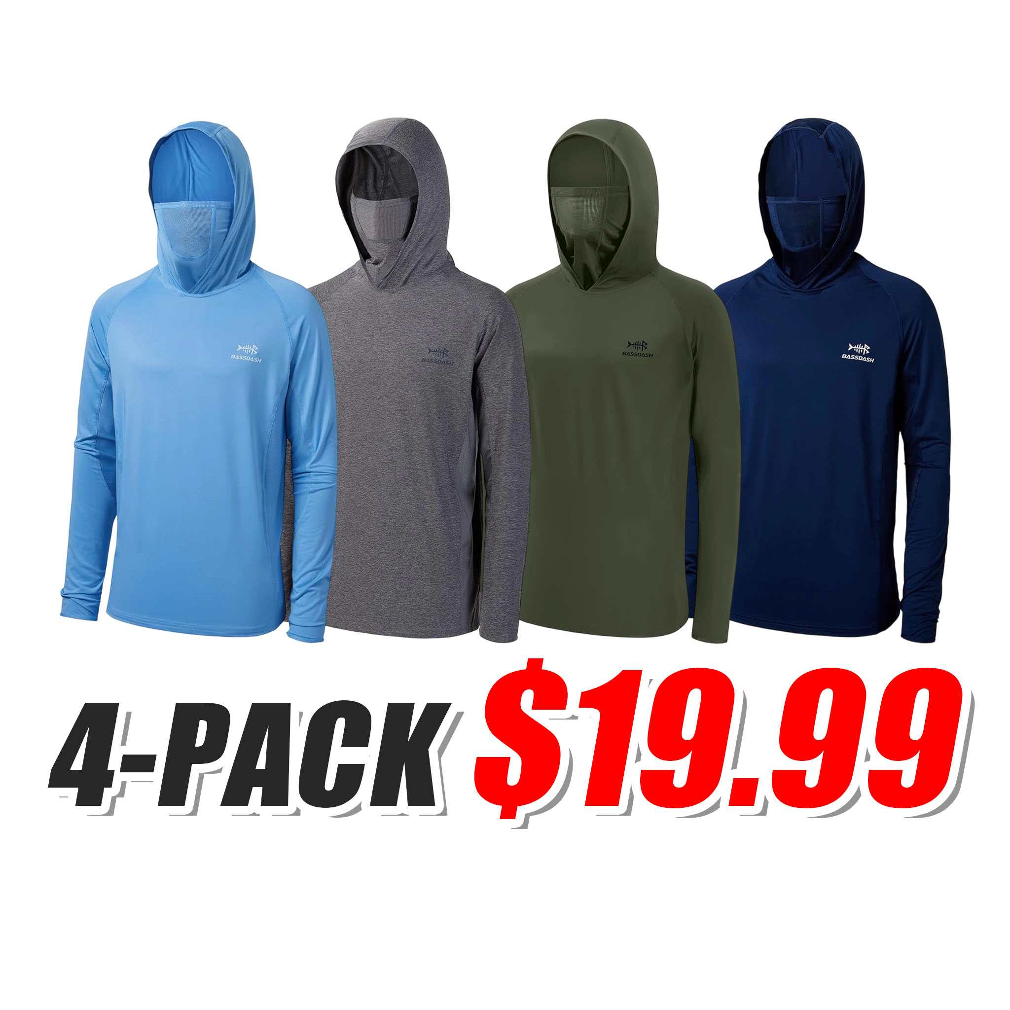 [Copy]🔥 HOT SALE 📦 8-PACK DEAL ☀️☀️☀️UPF 50+ Men’s Long Sleeve Fishing Shirt with Mask UV Neck Gaiter Hoodie