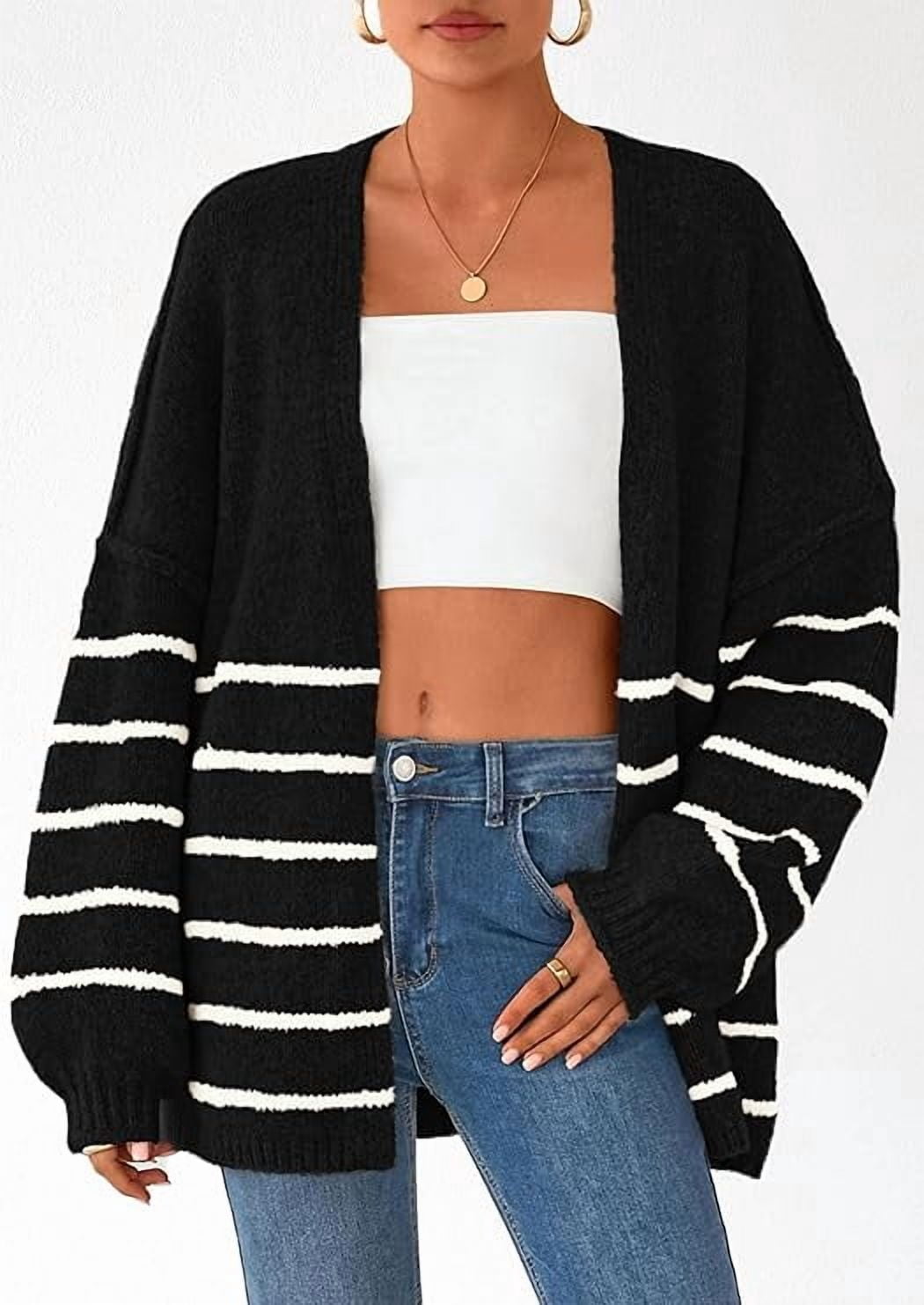 Womens Oversized Cardigan Sweaters Fall Long Lantern Sleeve Knit Open Front Lightweight Sweater