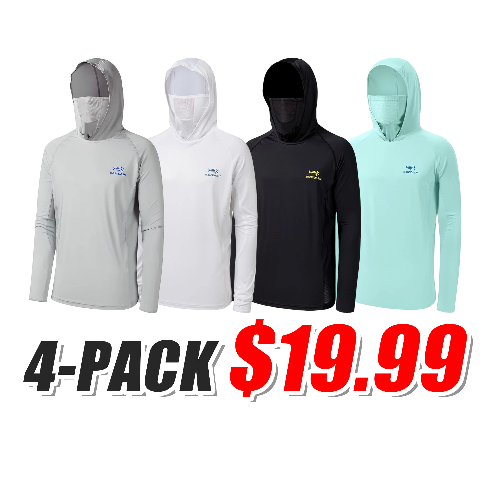 [Copy]🔥 HOT SALE 📦 8-PACK DEAL ☀️☀️☀️UPF 50+ Men’s Long Sleeve Fishing Shirt with Mask UV Neck Gaiter Hoodie