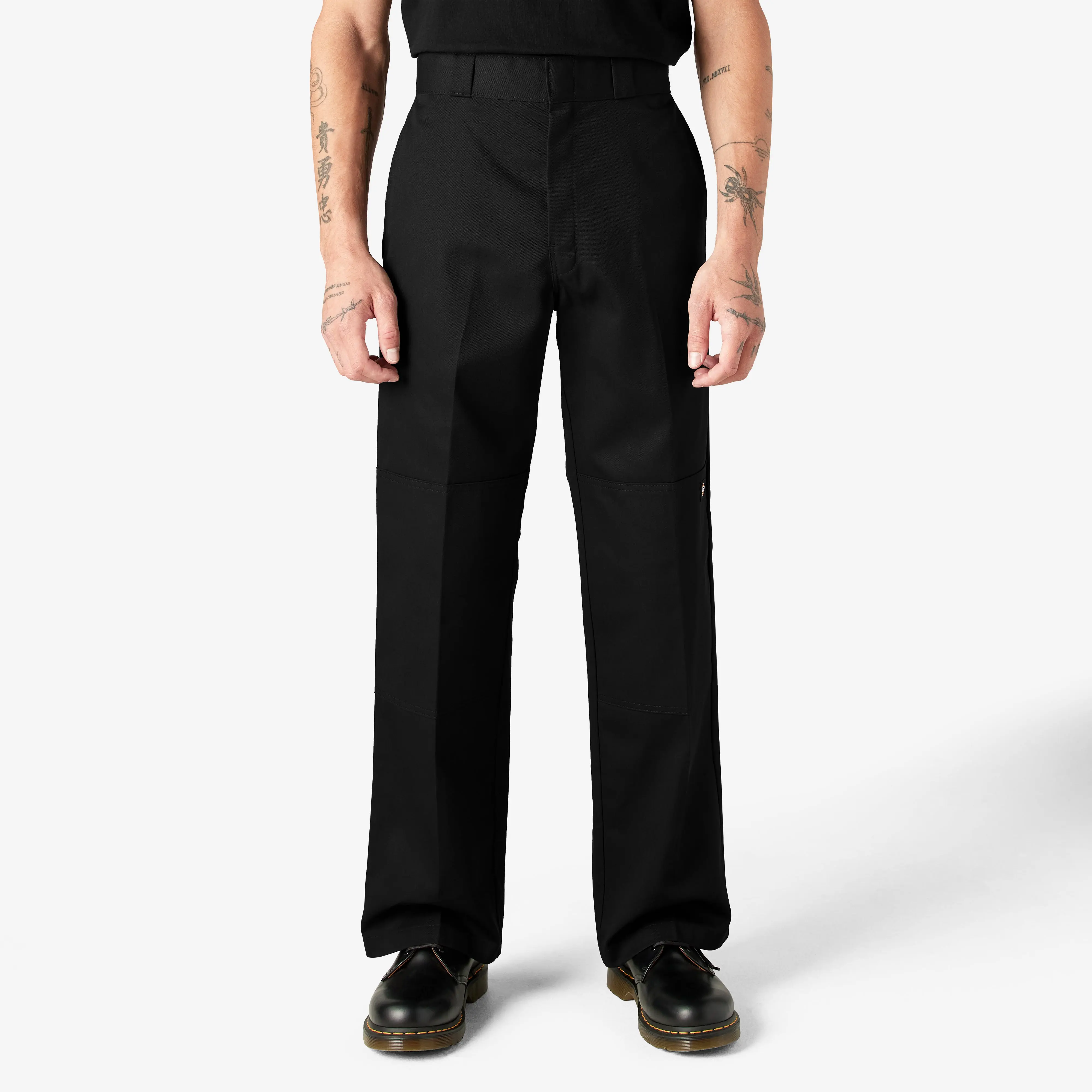 Men's Loose Fit Double Knee Work Pants, Reinforced Knees, Multi-Pocket Utility Fit, Workwear Street Style