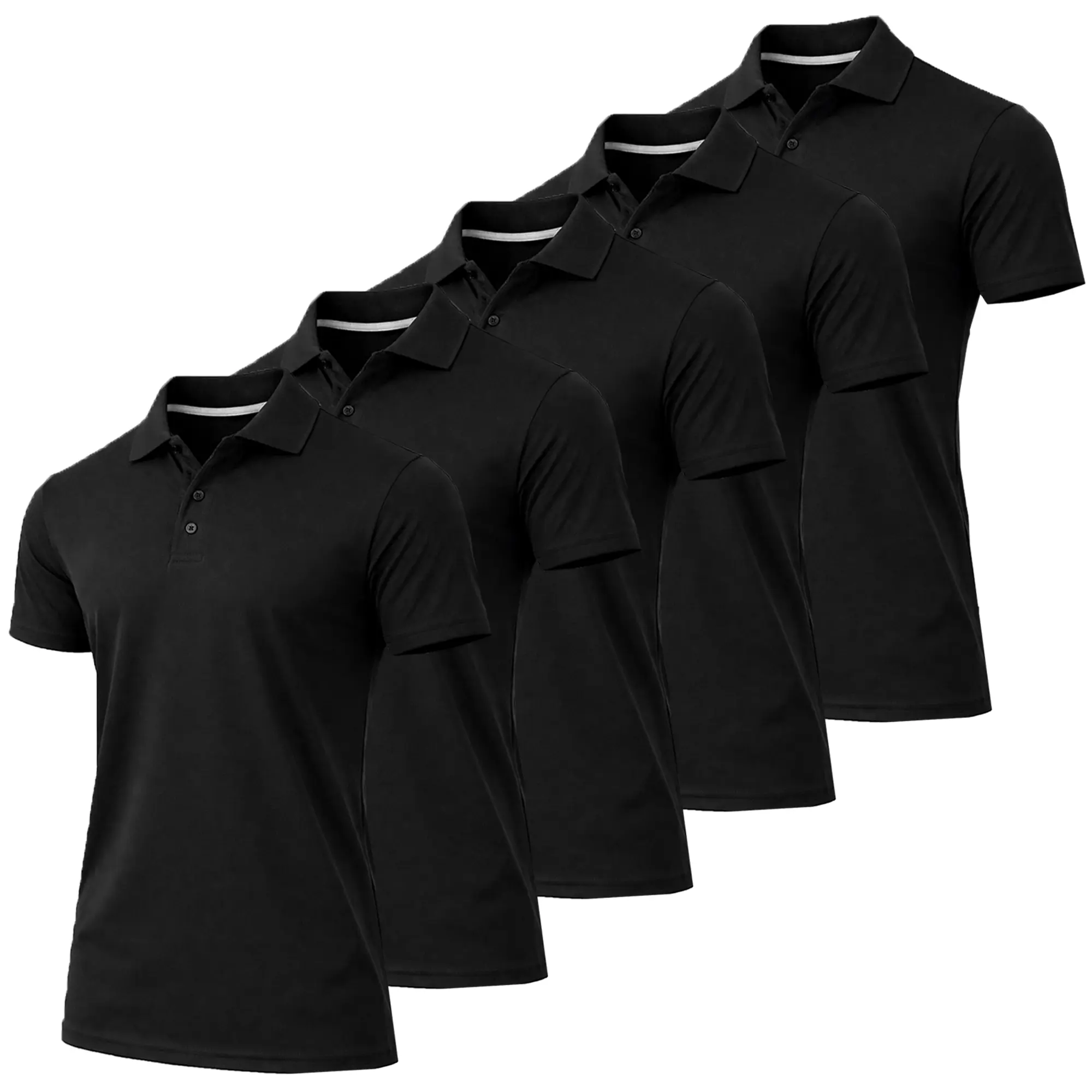 Men's Dry Fit Moisture-Wicking Polo Shirt 5-Pack
