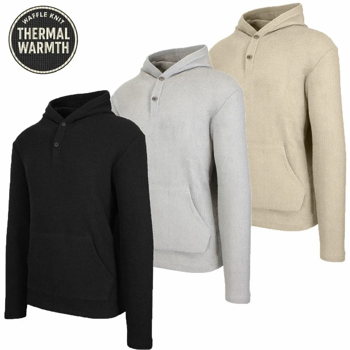 Men's Waffle Knit Thermal Hoodie