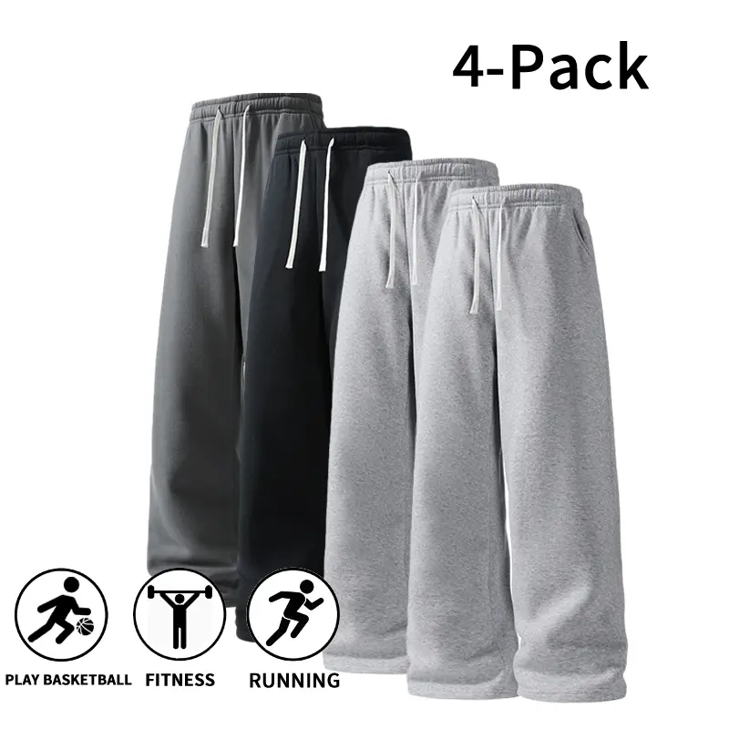 Ultra-Soft Wide-Leg Sweatpants 4-Pack for Men