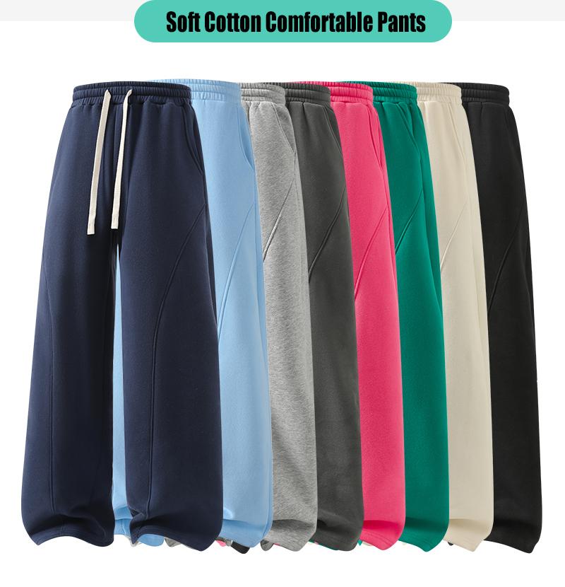 summervibes Men's Solid-Color Drawstring Pants with Curved Blade Design—relaxed fit suitable for all seasons. Street-style men's trousers perfect for everyday wear and layering. Menswear Beige daily wear pant
