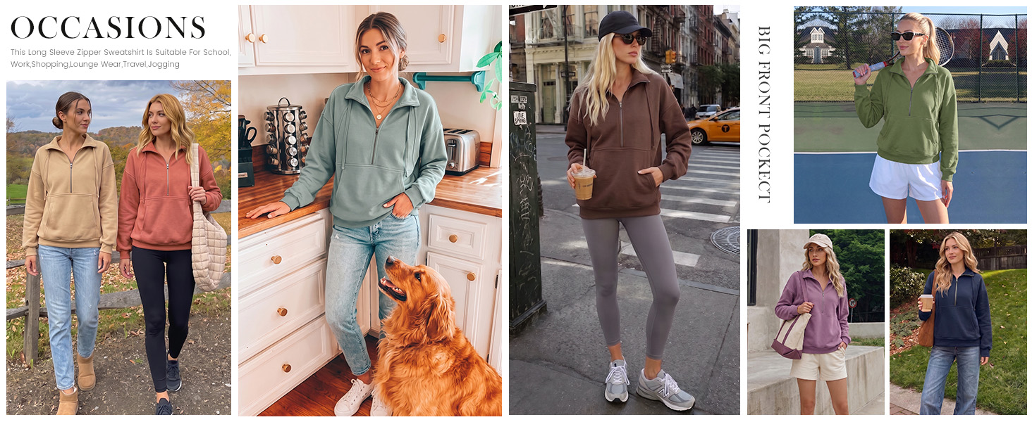 oversized sweatshirt for women women&amp;#39;s sweatshirts for women loose fit soft 1/4 zip pullover women