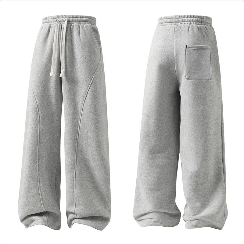 summervibes Men's Solid-Color Drawstring Pants with Curved Blade Design—relaxed fit suitable for all seasons. Street-style men's trousers perfect for everyday wear and layering. Menswear Beige daily wear pant