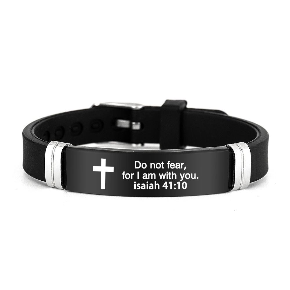 Inspirational Adjustable Stainless Steel Bracelet with Bible Verses