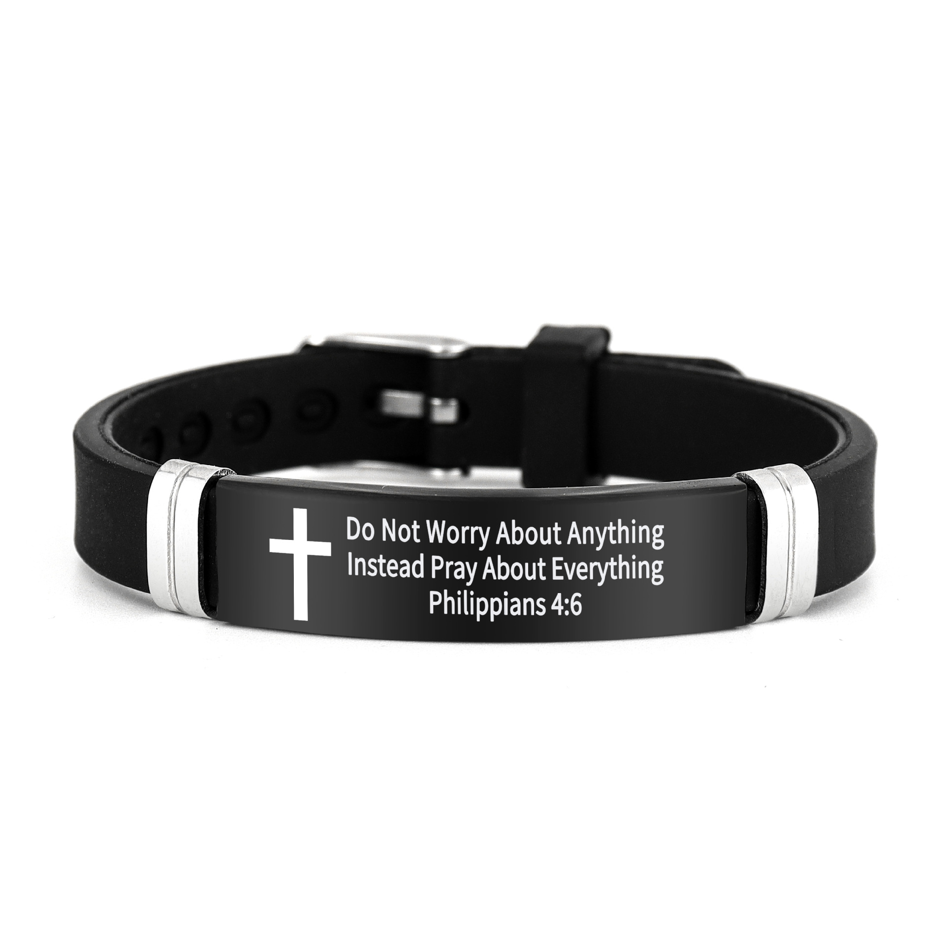Inspirational Adjustable Stainless Steel Bracelet with Bible Verses