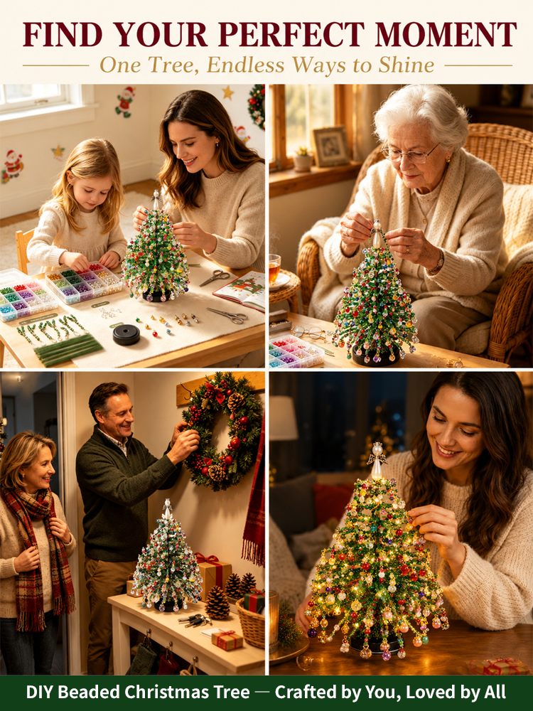 【DIY Beaded Christmas Tree Kit】 Safe Materials: Protect kids during family crafting.