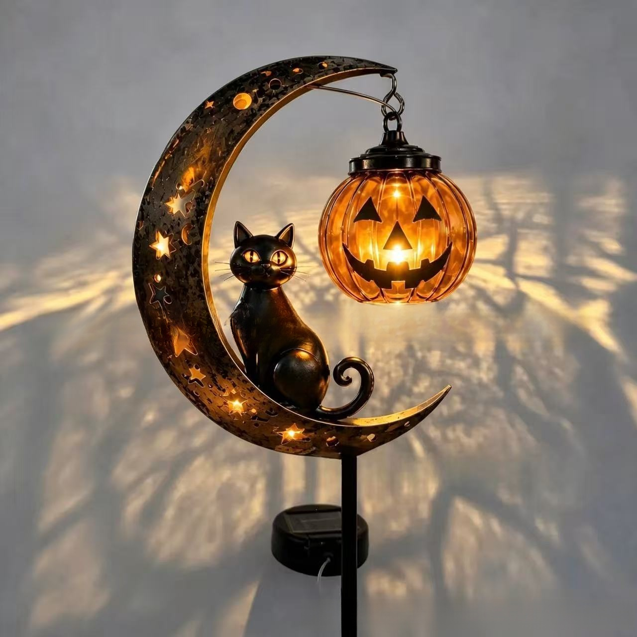 Solar-powered Halloween Pumpkin Cat Ground Lamp