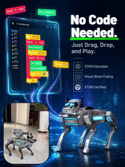 AI Coding Robot Dog: Voice & app play to master 37+ skills, No more brainless screen time!