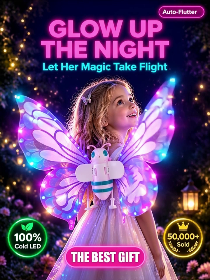 【Dreamy Glowing Butterfly Wings】Switch on to light up night, No more boring dress-up!