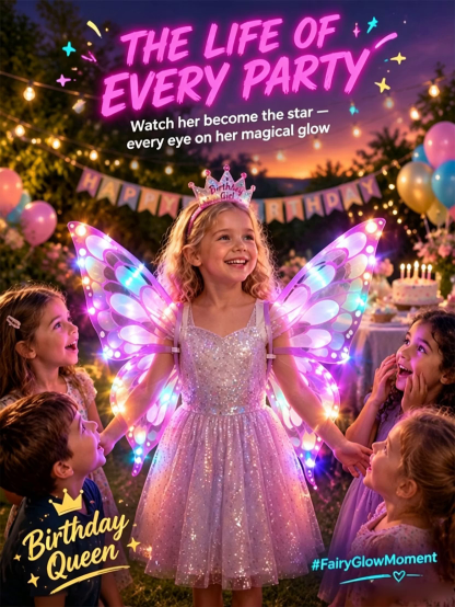 【Dreamy Glowing Butterfly Wings】Switch on to light up night, No more boring dress-up!