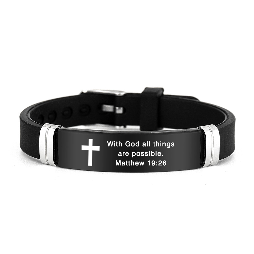 Inspirational Adjustable Stainless Steel Bracelet with Bible Verses