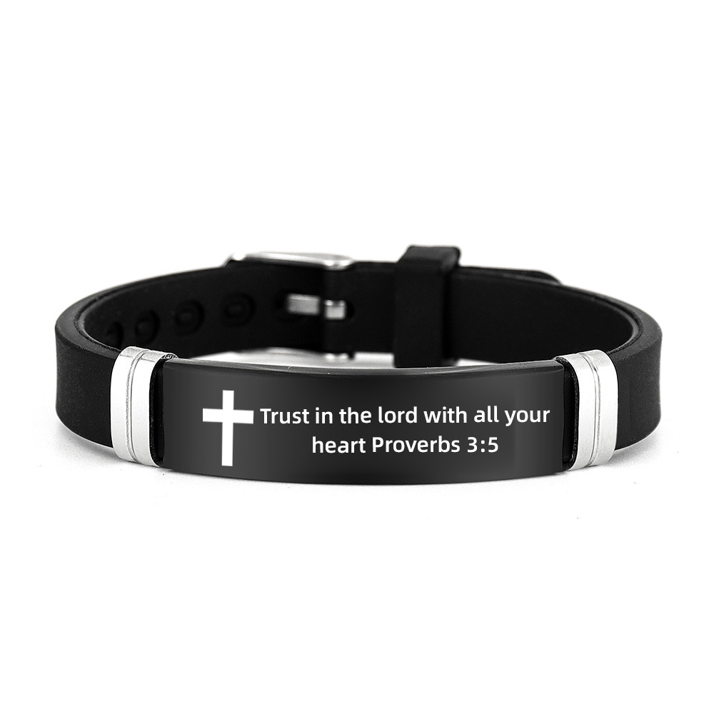 Inspirational Adjustable Stainless Steel Bracelet with Bible Verses