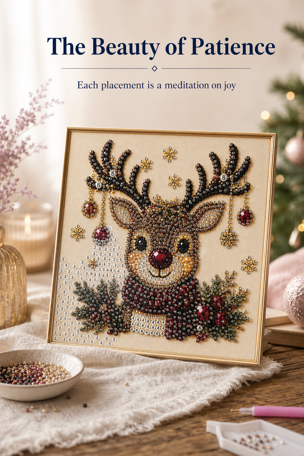 Festive holiday diamond art in progress