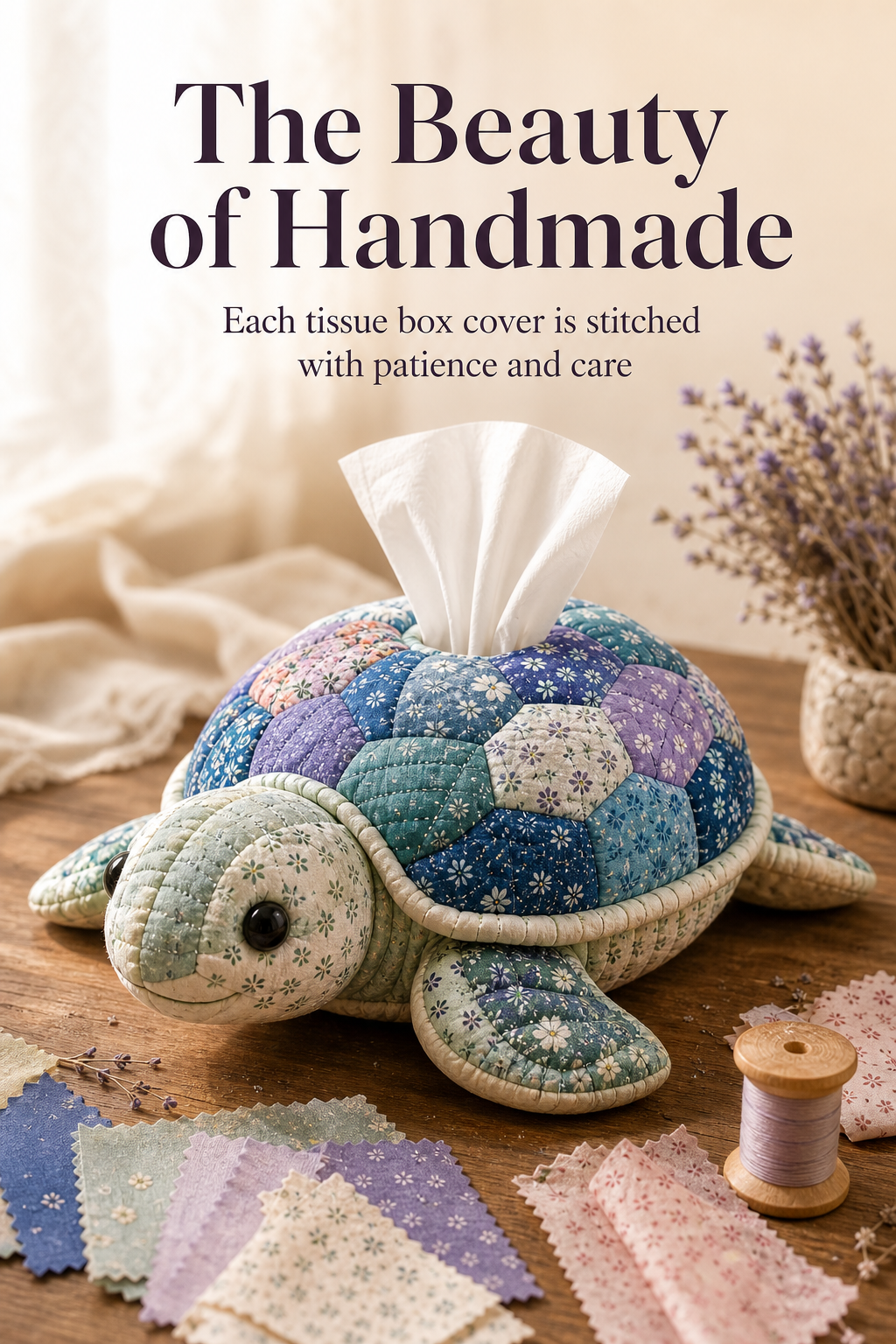 DIY patchwork animal-shaped tissue box assembled