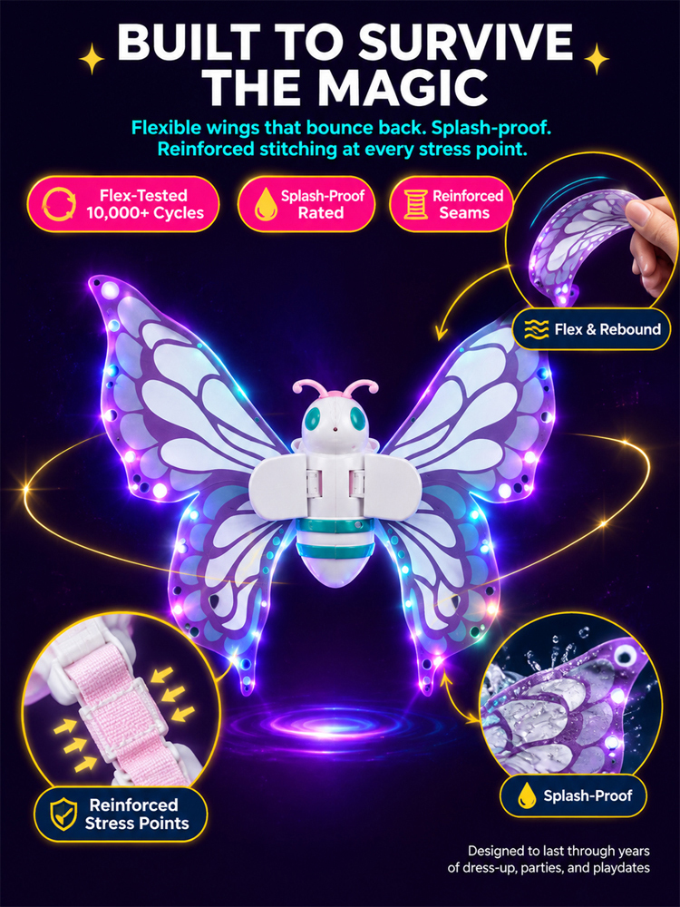 【Dreamy Glowing Butterfly Wings】Switch on to light up night, No more boring dress-up!