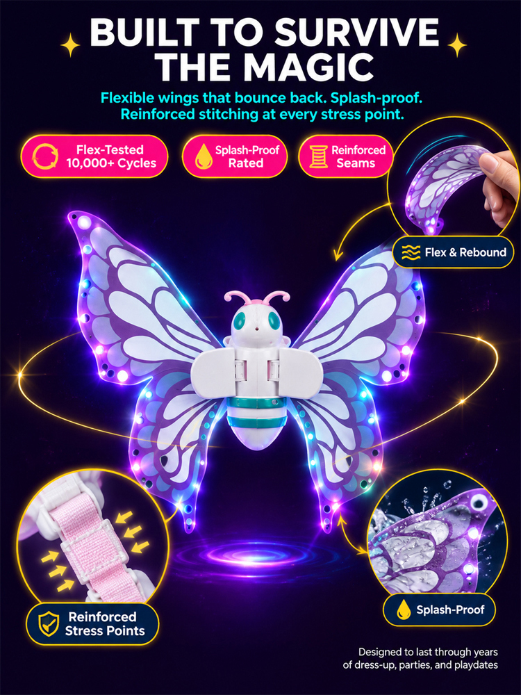【Dreamy Glowing Butterfly Wings】Switch on to light up night, No more boring dress-up!