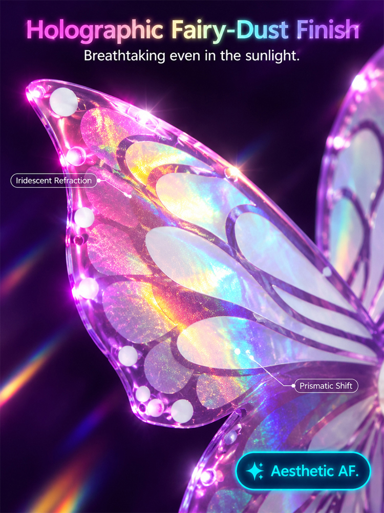 【Dreamy Glowing Butterfly Wings】Switch on to light up night, No more boring dress-up!