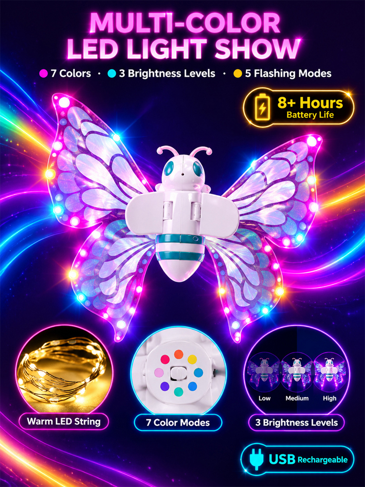 【Dreamy Glowing Butterfly Wings】Switch on to light up night, No more boring dress-up!