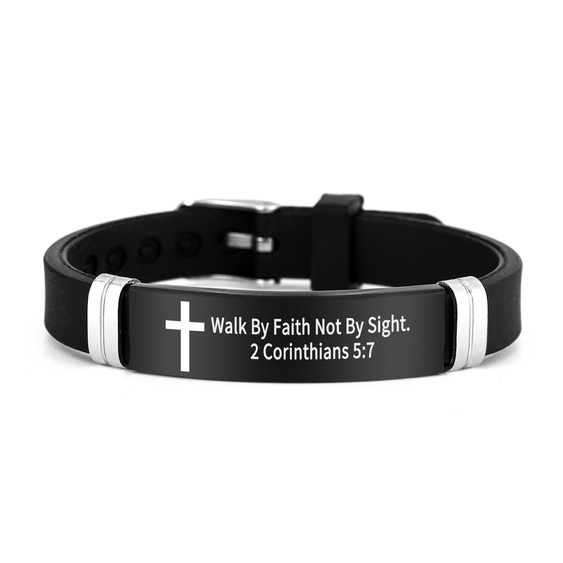 Inspirational Adjustable Stainless Steel Bracelet with Bible Verses