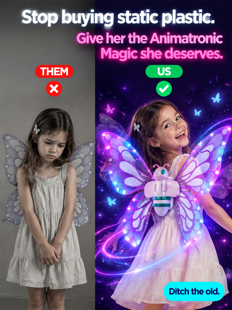 【Dreamy Glowing Butterfly Wings】Switch on to light up night, No more boring dress-up!
