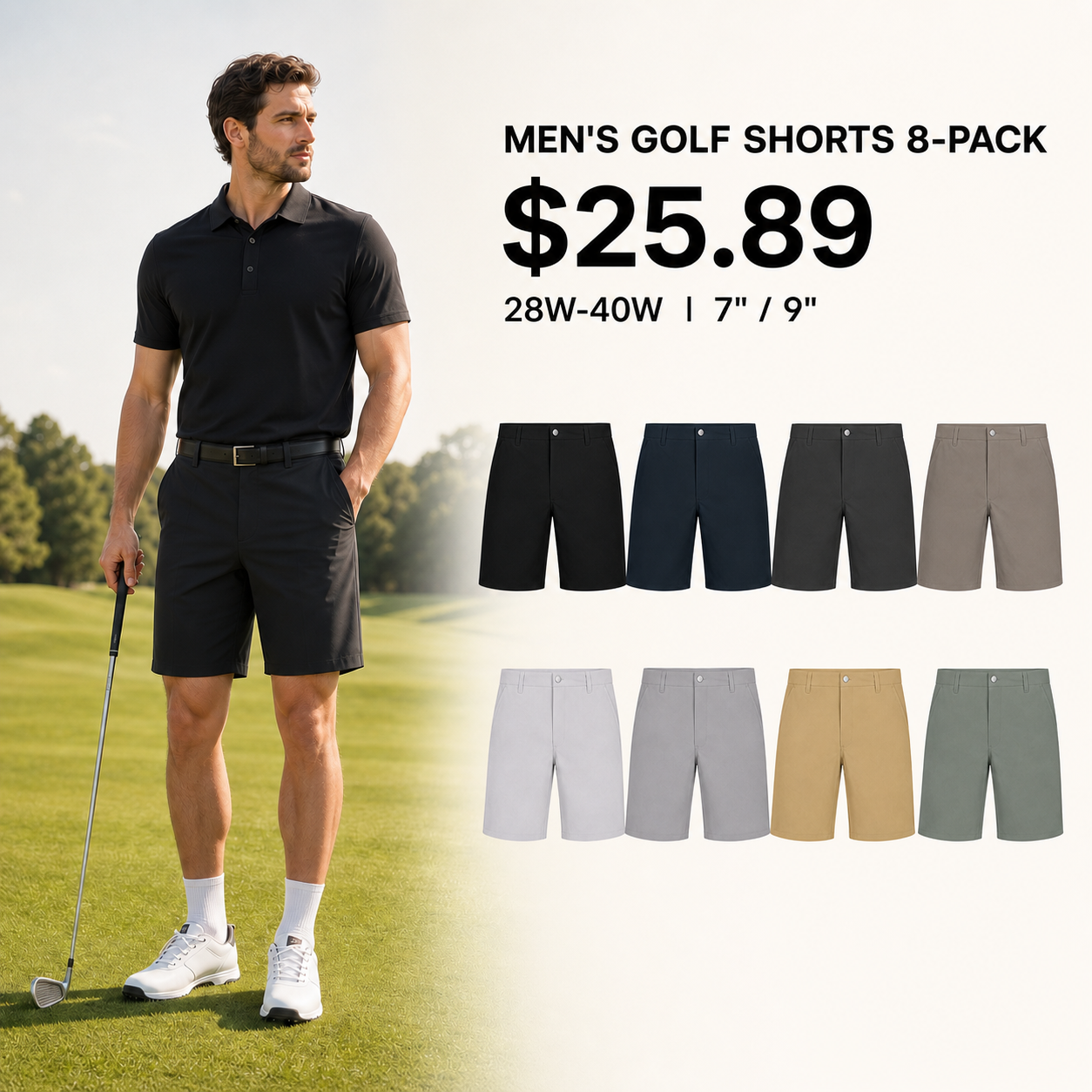 Men's Golf Shorts 8-Pack | 7" & 9" Stretch Quick